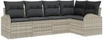 vidaXL Garten-Sofa-Set mit Kissen 5-Tlg Hellgrau Poly Rattan 3354711