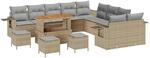vidaXL Garten-Sofa-Set 14-Tlg Beige Poly Rattan 3361812