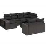 vidaXL 11-Tlg Garten-Sofagarnitur mit Kissen Schwarz Poly Rattan 3228905