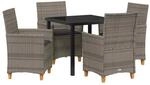 vidaXL Garten Essgruppe 5-Tlg Grau Poly Rattan 3381073
