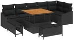 vidaXL Garten-Sofa-Set mit Kissen 9-Tlg Schwarz Poly Rattan 3362664