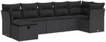 vidaXL 7-Tlg Garten-Sofagarnitur mit Kissen Schwarz Poly Rattan 3325301