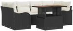 vidaXL Garten-Sofa-Set mit Kissen 7-Tlg Schwarz und Creme 3349410