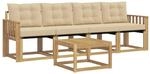 vidaXL Outdoor-Sofagarnitur mit Kissen 5-Tlg Wei&szlig; und Beige 3389187