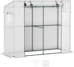 Outsunny Gew&auml;chshaus mit Rollt&uuml;r und 2 Fenster 200 x 76 x 170 cm Wei&szlig;