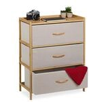 Relaxdays Kommode Bambus Beige 3 Schubladen 73 cm x 57,5 cm x 30 cm 5,4 kg
