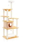 Fudajo Kratzbaum Wei&szlig;/Braun 164cm Katzenkratzbaum Katzenbaum Katzenm&ouml;bel Katze