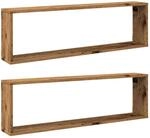 vidaXL W&uuml;rfel-Wandregale 2 Stk Altholz-Optik 100x15x30 Holzwerkstoff 856582