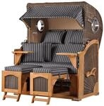 bene,iving Strandkorb Komplettset Ammersee Teak Bullauge PE Grau Modell 500