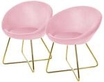 ML-Design Esszimmerst&uuml;hle 2Er Set Samt Rosa Polsterstuhl mit Runder R&uuml;ckenlehne