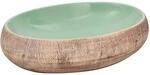 vidaXL Aufsatzwaschbecken Gr&uuml;n und Braun Oval 59x40x15 cm Keramik 155077