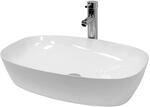 ECD Germany Waschbecken 605x380x140 mm Keramik Oval Ablaufgarnitur ohne &Uuml;berlauf