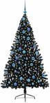 vidaXL K&uuml;nstlicher Vorbeleuchteter Weihnachtsbaum Schwarz 180 cm PVC 3397148