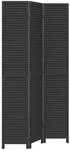 vidaXL 3 Tlg Paravent Schwarz Massivholz Paulownia 358848