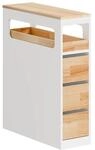 SoBuy Badschrank mit 3 Schubladen Nischenschrank Rollwagen Wei&szlig;-Natur 23x82x65cm