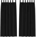 vidaXL Verdunkelungs-Vorh&auml;nge mit Ringen Schwarz Polyester 4107542