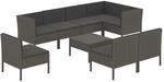 vidaXL 9-tlg Garten-Lounge-Set mit Auflagen Poly Rattan Grau Modell 15