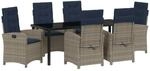 vidaXL Garten Essgruppe 7-Tlg Grau Poly Rattan 3380356