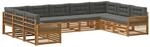 vidaXL Outdoor-Sofagarnitur mit Kissen 9 Stk Natur und Anthrazit 3383840