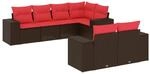 vidaXL 7-Tlg Gartensofa-Set mit Kissen Braun Polyrattan 3222813