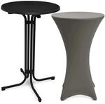 Beautissu Bellini Stehtisch &Oslash; 70cm Schwarz mit Stella Stehtischhusse &Oslash; 70cm