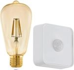 Eglo LED Leuchtmittel ST64 Set 1 Stk. Warmwei&szlig; E27 und Sensor 6 Filament