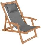 Juskys Akazienholz Strandliege Tavira Dunkelgrau