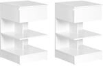 SoBuy 2er Set Nachttisch mit Schublade und 2 Ablagen Beistelltisch 39x65x39cm...