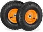 Relaxdays Sackkarrenr&auml;der Gummi Stahl Schwarz Orange Luftbereift Kugelgelagert 2er