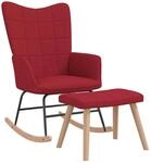 vidaXL Schaukelstuhl mit Hocker Stoff Weinrot