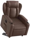 vidaXL Relaxsessel mit Aufstehhilfe Elektrisch Braun Kunstleder 3204560