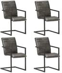 vidaXL Freischwinger 4 Stk Grau Echtleder 3059807