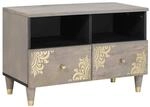vidaXL TV-Schr&auml;nk mit Schubladen Grau 70 x 33 x 46 cm Massivholz Mango 4018773