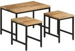 vidaXL Satztische 3 Stk. Raues Massivholz Mango und Eisen 372731