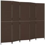 vidaXL Paravent 5 Tlg Braun Poly Rattan 365349
