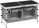 WOLTU Campingtisch mit Stauraum H&ouml;henverstellbar Schwarz+Grau