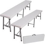 TRUTZHOLM 2x Bierzeltbank f&uuml;r 4 Personen Kunstoff 180cm Klappbar Wei&szlig;