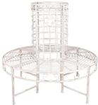 DELUKE Baumbank ODIN Stahl Antique Wei&szlig; 112x121x121cm Gartenbank Wetterfest