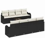 vidaXL Garten-Sofa-Set mit Kissen mit Speicher 9-Tlg Schwarz und Creme 3354296
