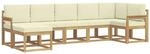 vidaXL Outdoor-Sofagarnitur mit Kissen 7-Tlg Wei&szlig; und Creme Polyester 3387934