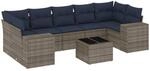 vidaXL 8-Tlg Gartensofa-Set mit Kissen Grau Polyrattan 3222340