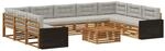 vidaXL Outdoor-Sofagarnitur mit Kissen 10 Stk Natur und Hellgrau 3383874