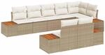 vidaXL Gartensofa-set mit Kissen 8-Tlg Beige und Creme Poly-Rattan 3356781