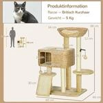 PawHut Kratzbaum 98 cm mit 2 Liegefl&auml;che Katzenh&ouml;hle