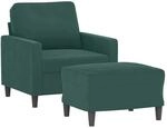 vidaXL Sessel mit Hocker Dunkelgr&uuml;n 60 cm Samt 3201047