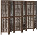 vidaXL 6 Tlg Raumteiler Dunkelbraun Massivholz Paulownia 358665