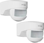 Oktaplex Lea Bewegungsmelder mit Unterkriechschutz 2er Set IP54 180&deg; 12m Wei&szlig;...