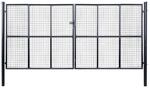 vidaXL Gitter-Gartentor Verzinkter Stahl 415 x 200 cm Grau 143379