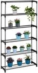 Relaxdays Blumenregal Metall Schwarz 6 Ebenen Stecksystem 174 cm x 91 cm x 28,5...