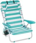 Songmics Strandstuhl mit Kopfst&uuml;tze Faltbar 75 cm x 68 cm x 63 cm Gr&uuml;n-Wei&szlig;